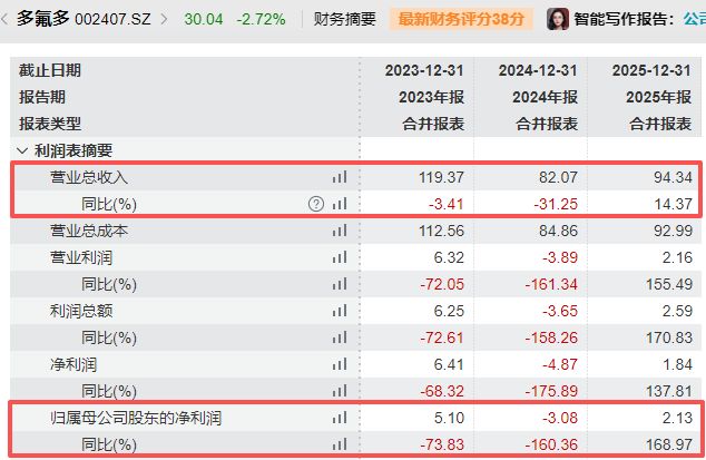 同比扭亏！多氟多2025年净赚超2亿元仍不及机构预期：第四季度成扭亏关键新能源电池业务营收增长近80%(图3)